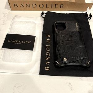 Black pebbled leather Bandolier case iPhone 11